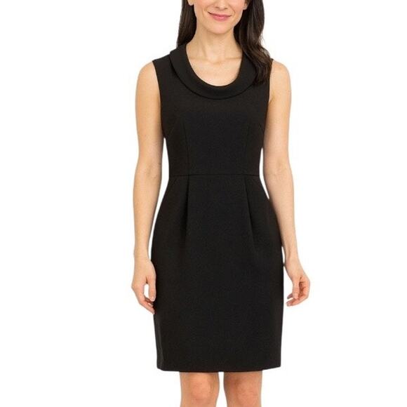 LOFT Dresses & Skirts - LOFT Dress Black Drape Neck Sheat Sleeveless Pockets Career Women's Size 2P